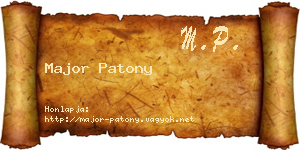 Major Patony névjegykártya